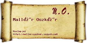 Mallár Oszkár névjegykártya